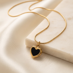 Black Heart Gold Pendant