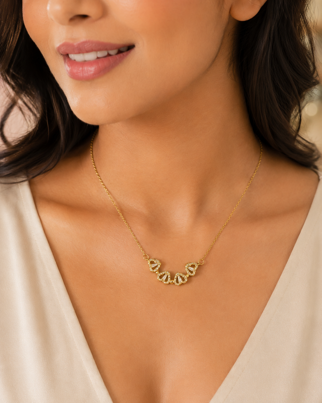 Crystal Heart Charm Pendant Necklace - Image 3