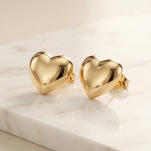Golden Heart Stud Earrings