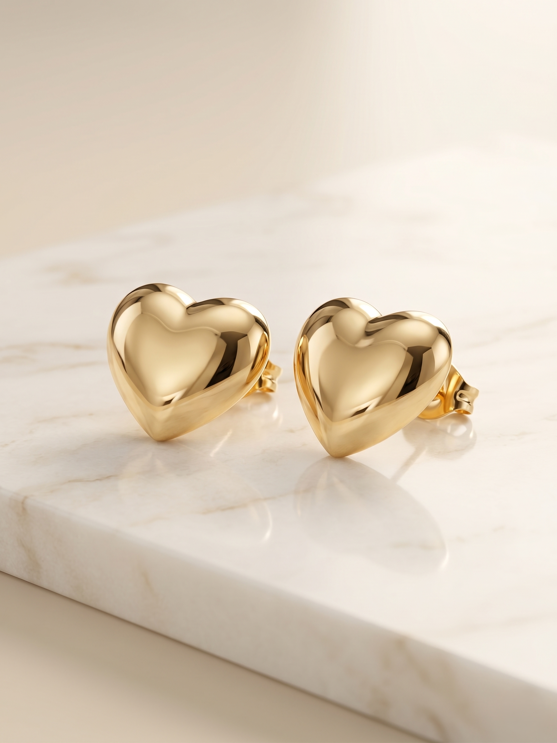 Golden Heart Stud Earrings