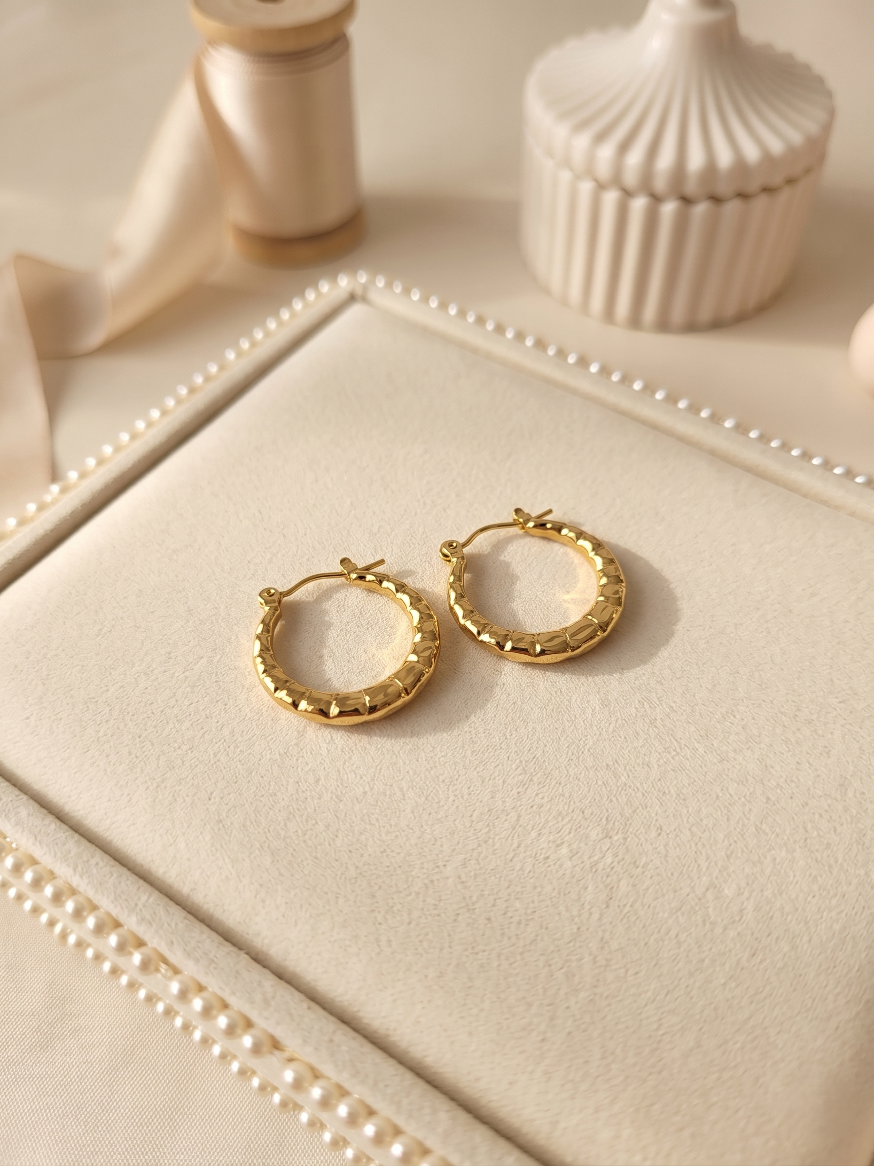 Textured Gold Hoop Earrings