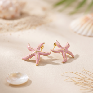 Pink Starfish Stud Earrings