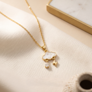 Cloud & Lightning Pendant Necklace