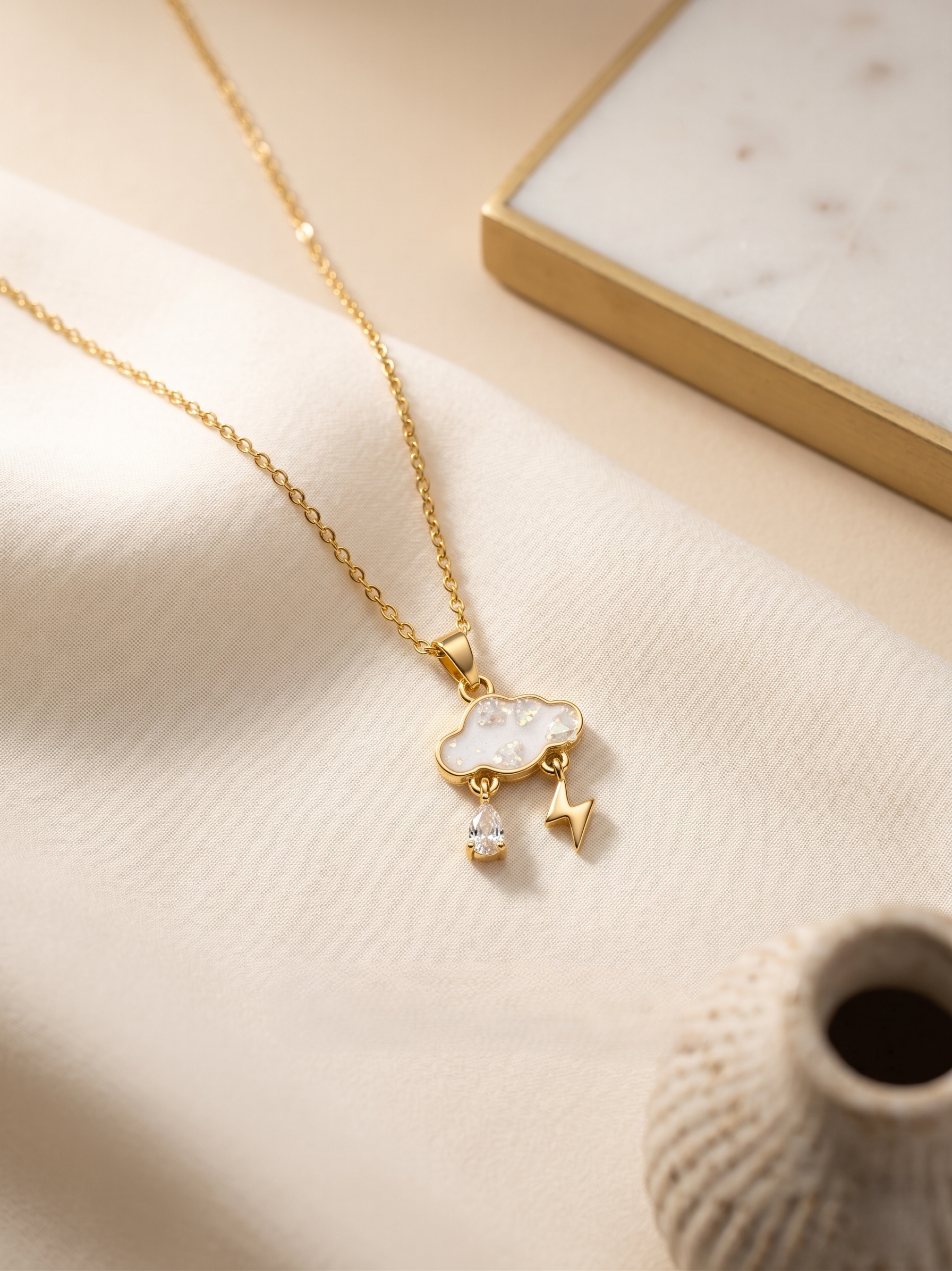 Cloud & Lightning Pendant Necklace