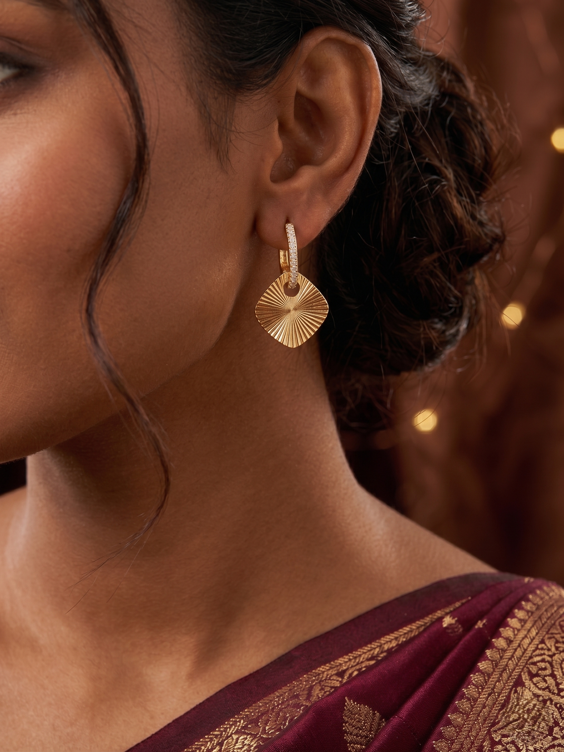 Radiant Sunburst Drop Earrings - Image 3