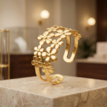 Floral Gold Cuff Bangle