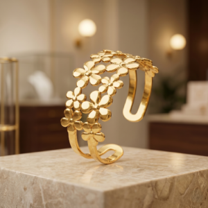 Floral Gold Cuff Bangle