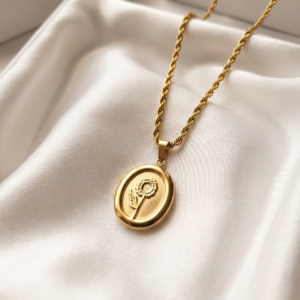Golden Bloom Oval Pendant