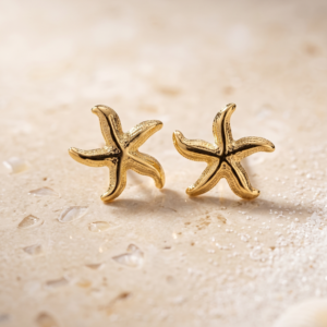 Golden Starfish Stud Earrings