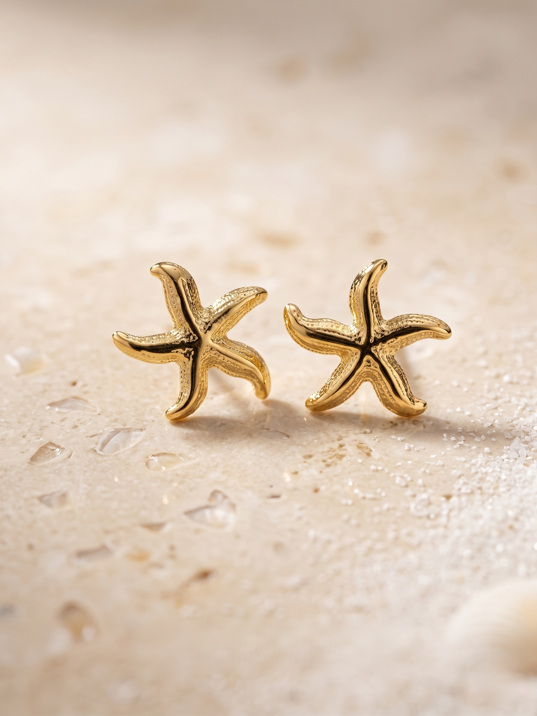 Golden Starfish Stud Earrings