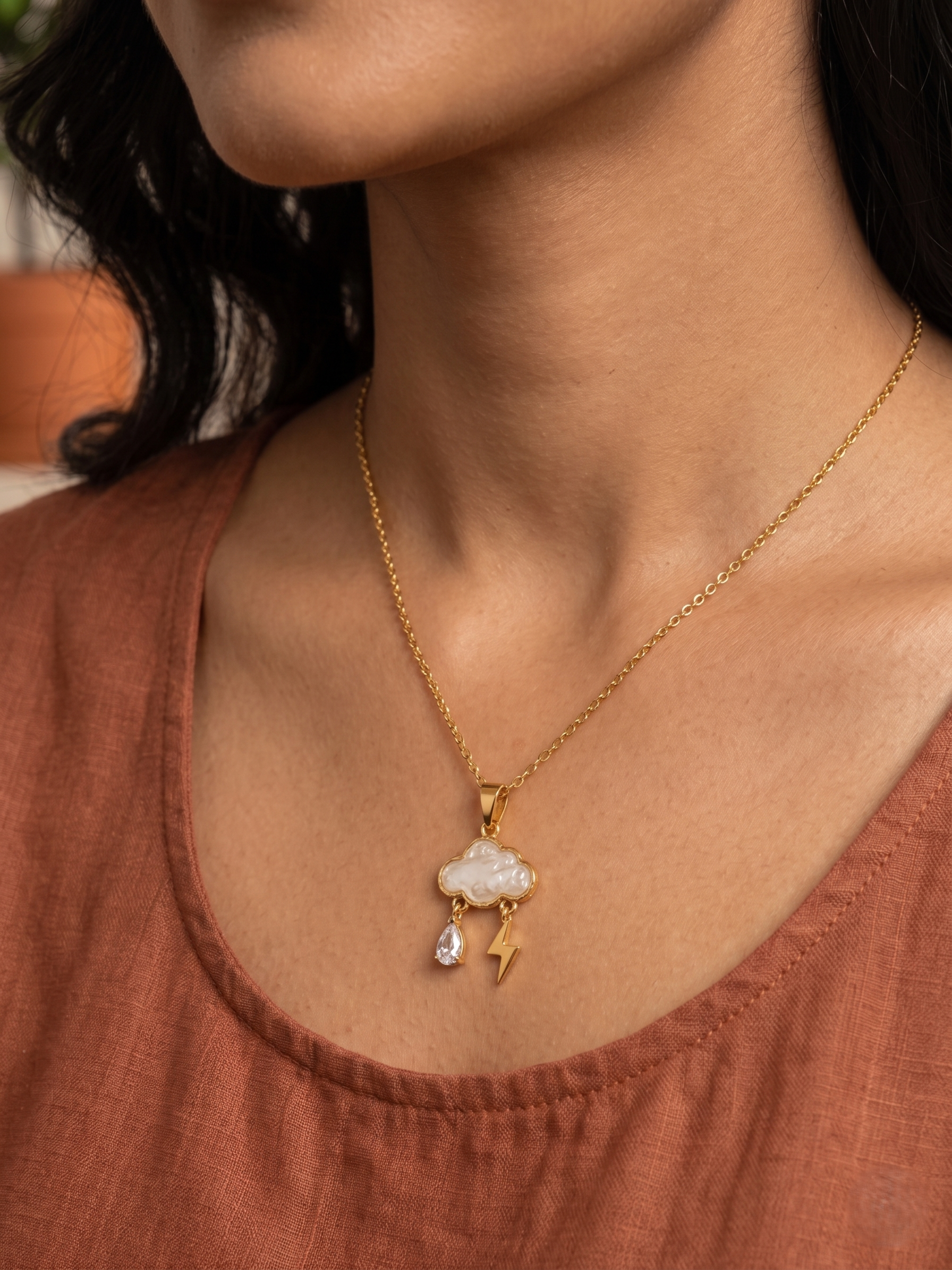 Cloud & Lightning Pendant Necklace - Image 3