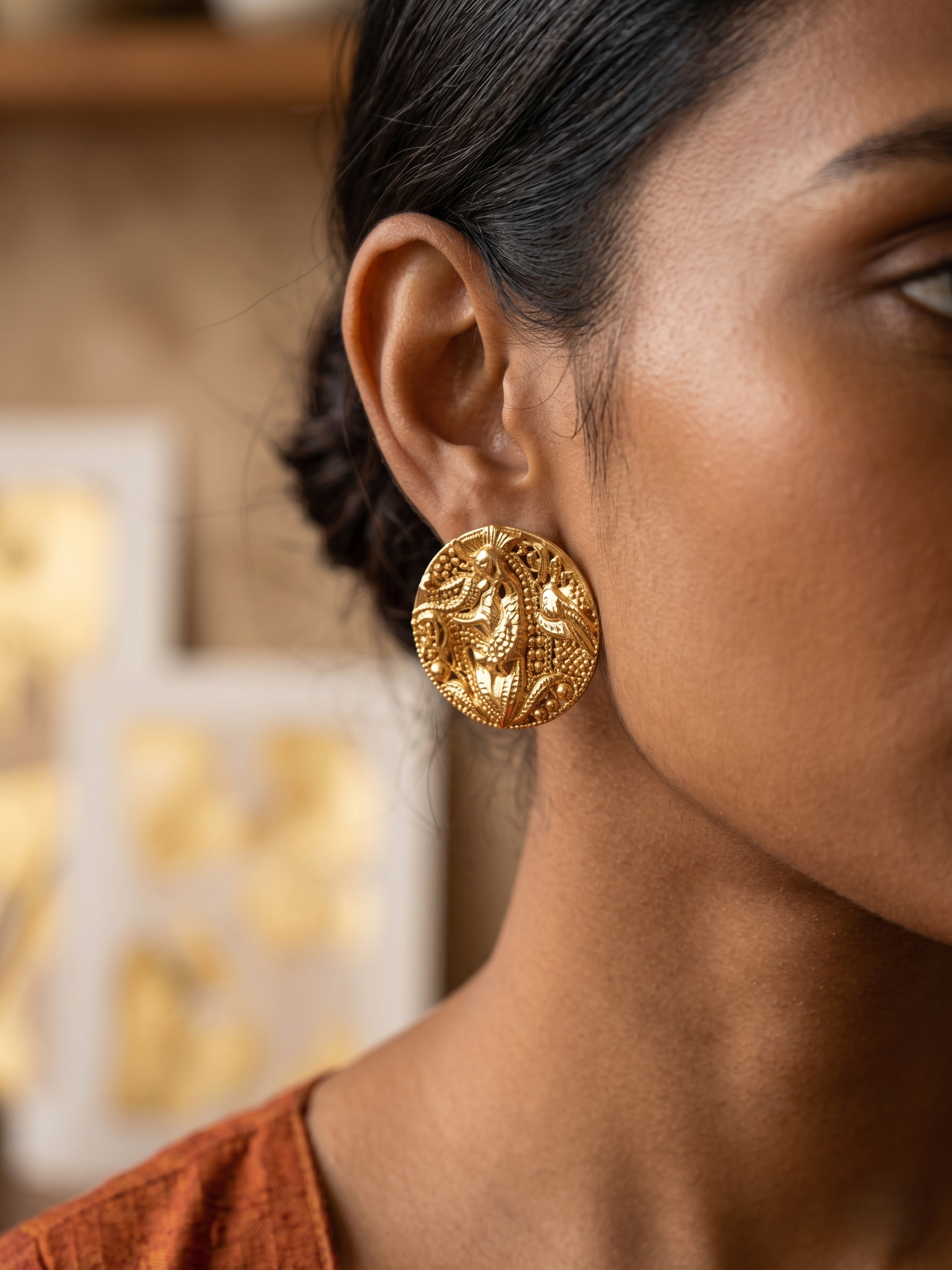 Terra Luxe Textured Stud Earrings - Image 3