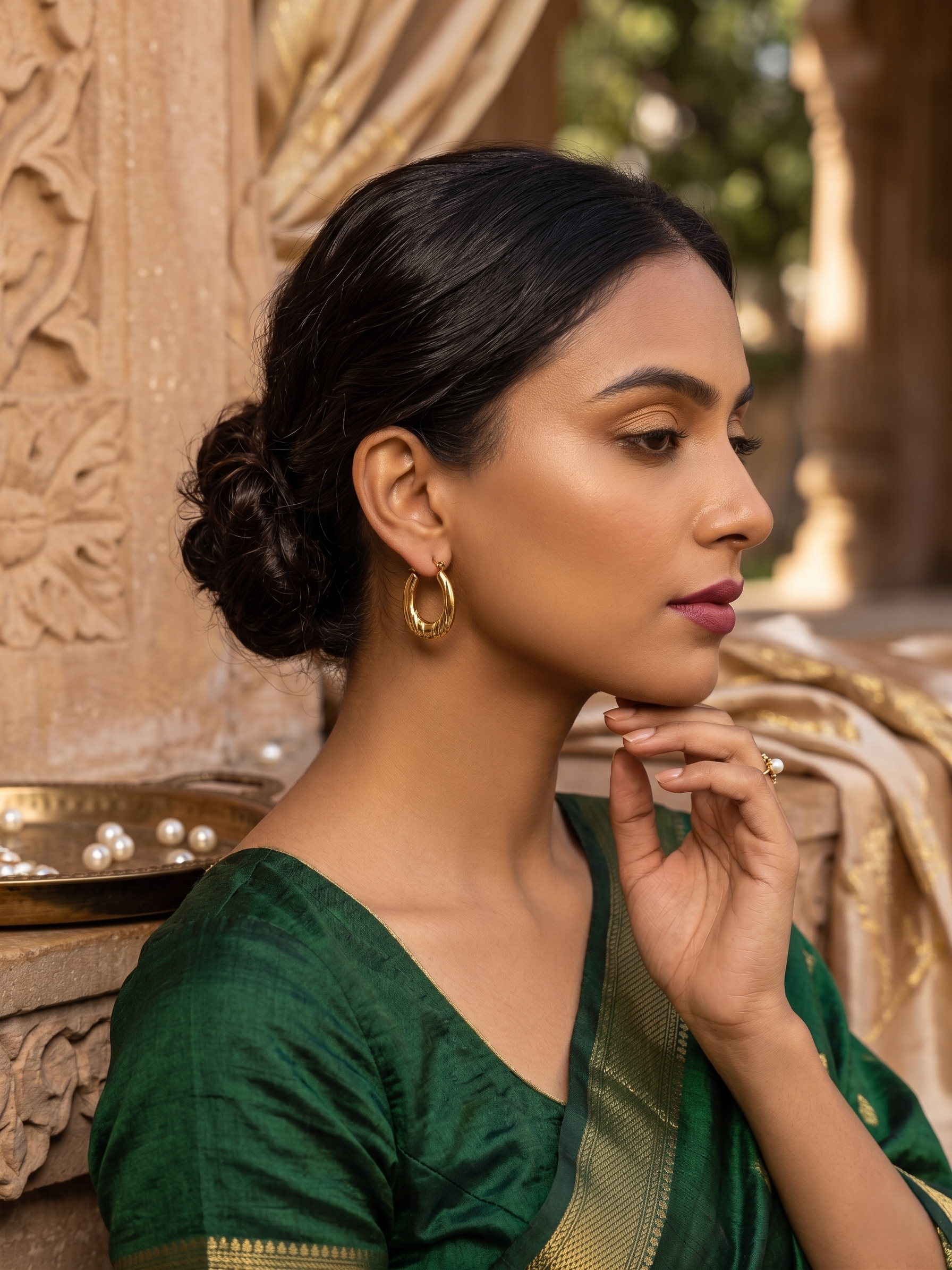 Twisted Gold Hoop Earrings - Image 2