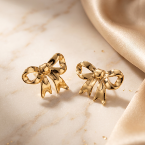 Golden Bow Stud Earrings