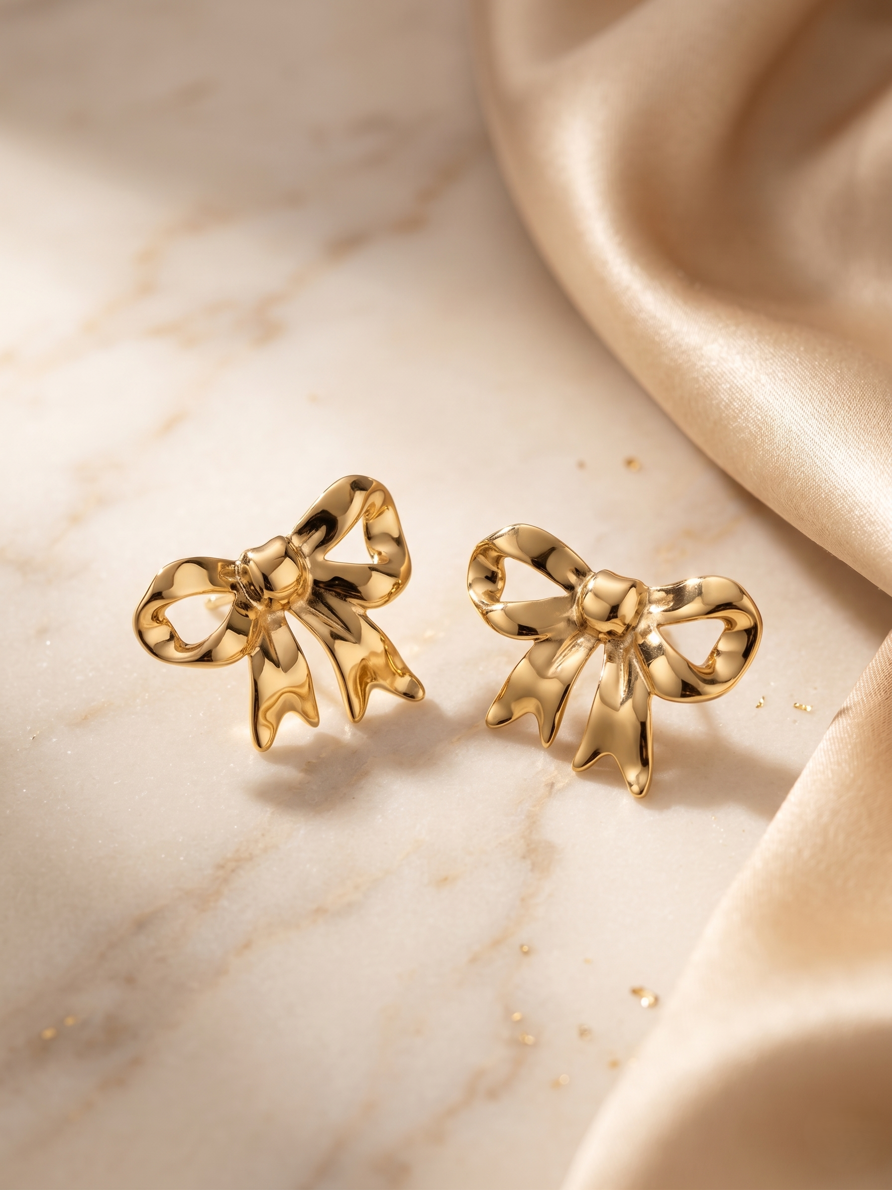 Golden Bow Stud Earrings