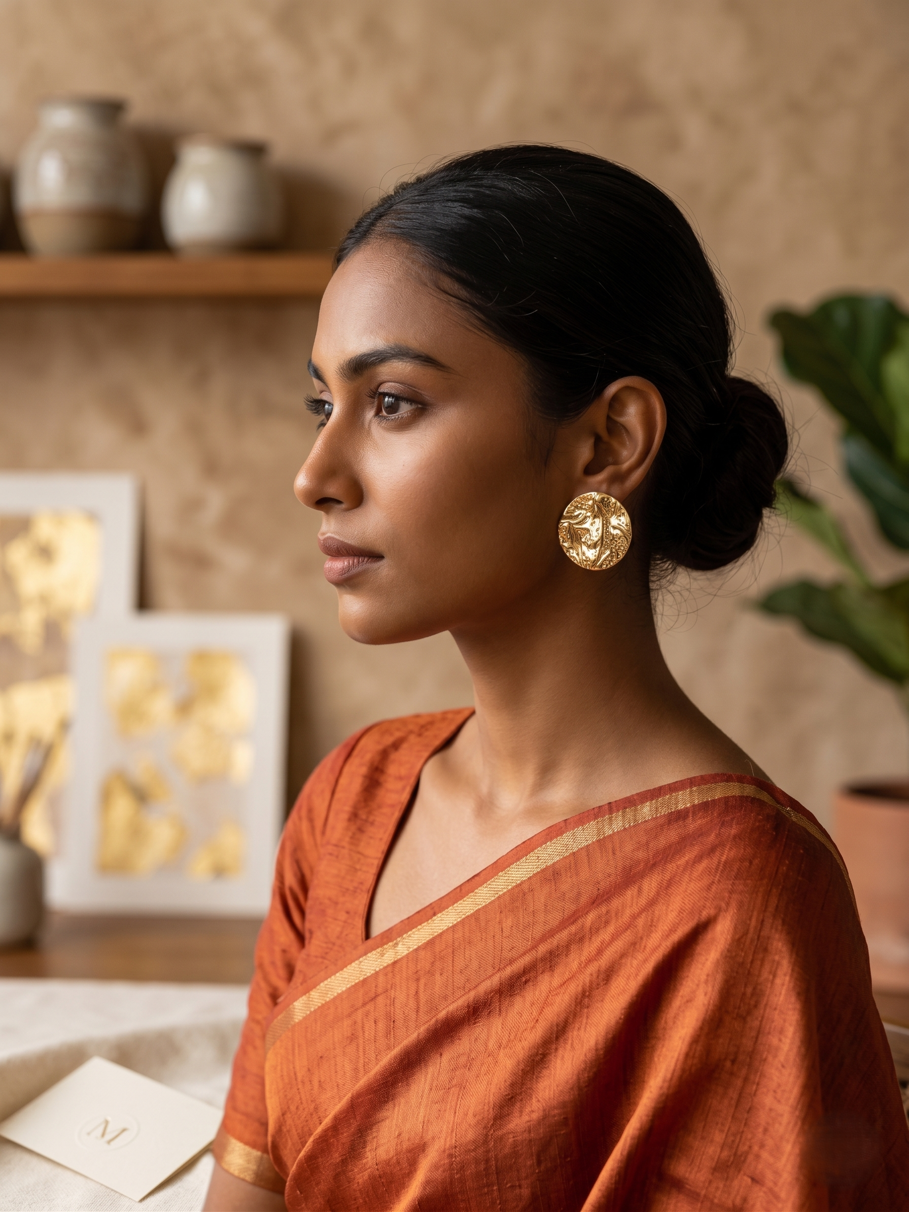 Terra Luxe Textured Stud Earrings - Image 2