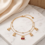 Cherry Charm Layered Anklet