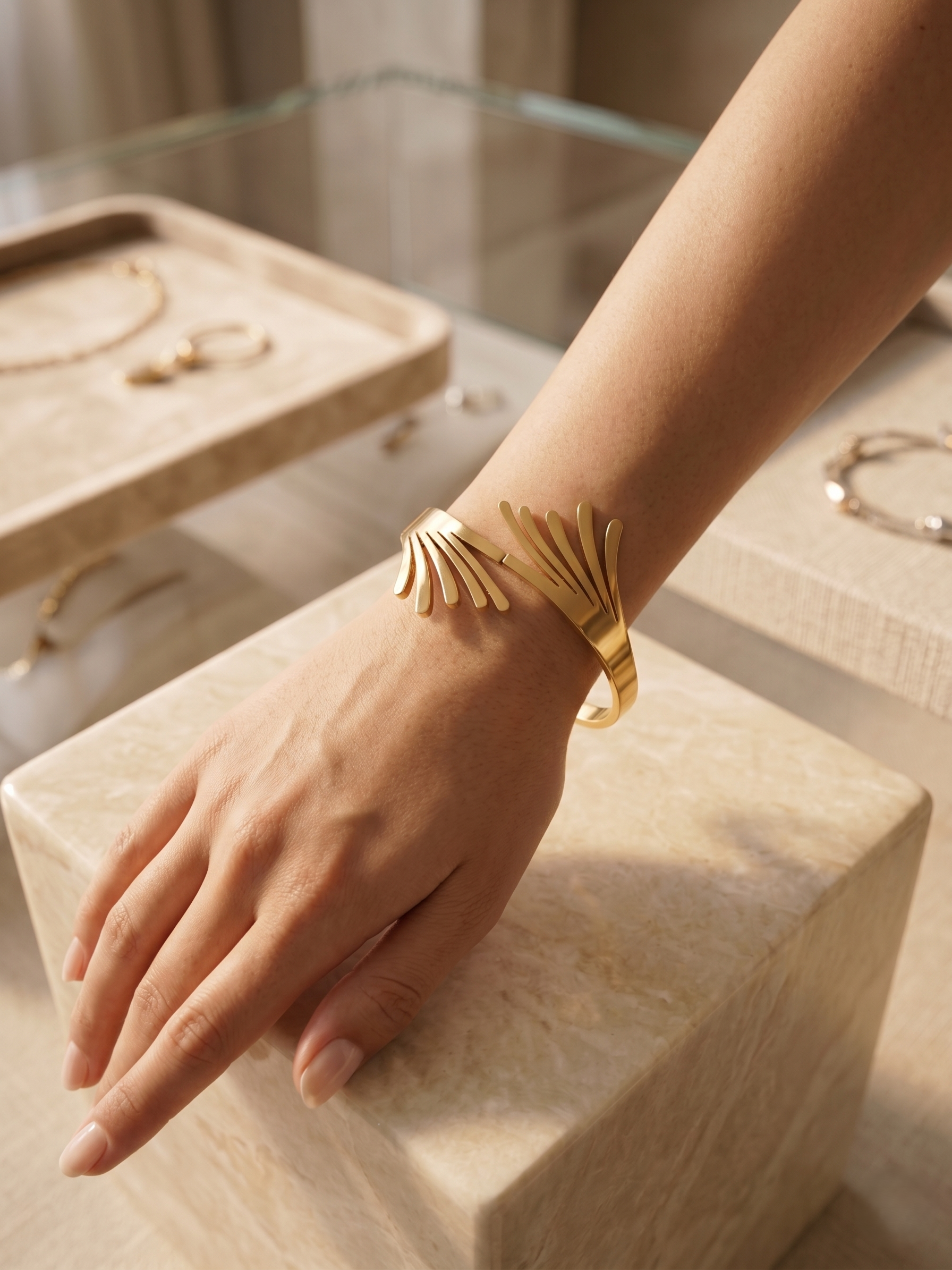 Golden Leaf Grace Bangle - Image 2