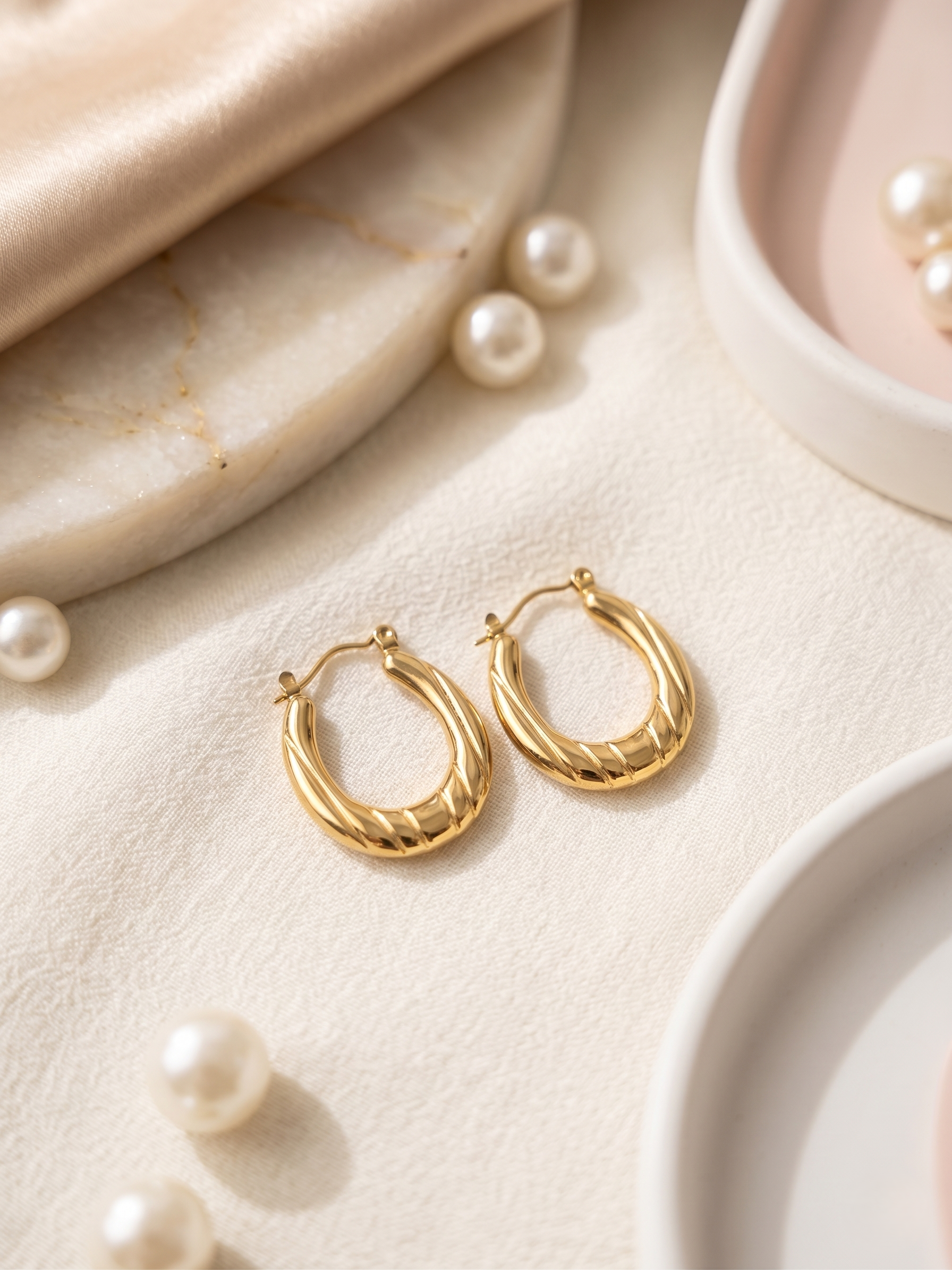 Twisted Gold Hoop Earrings