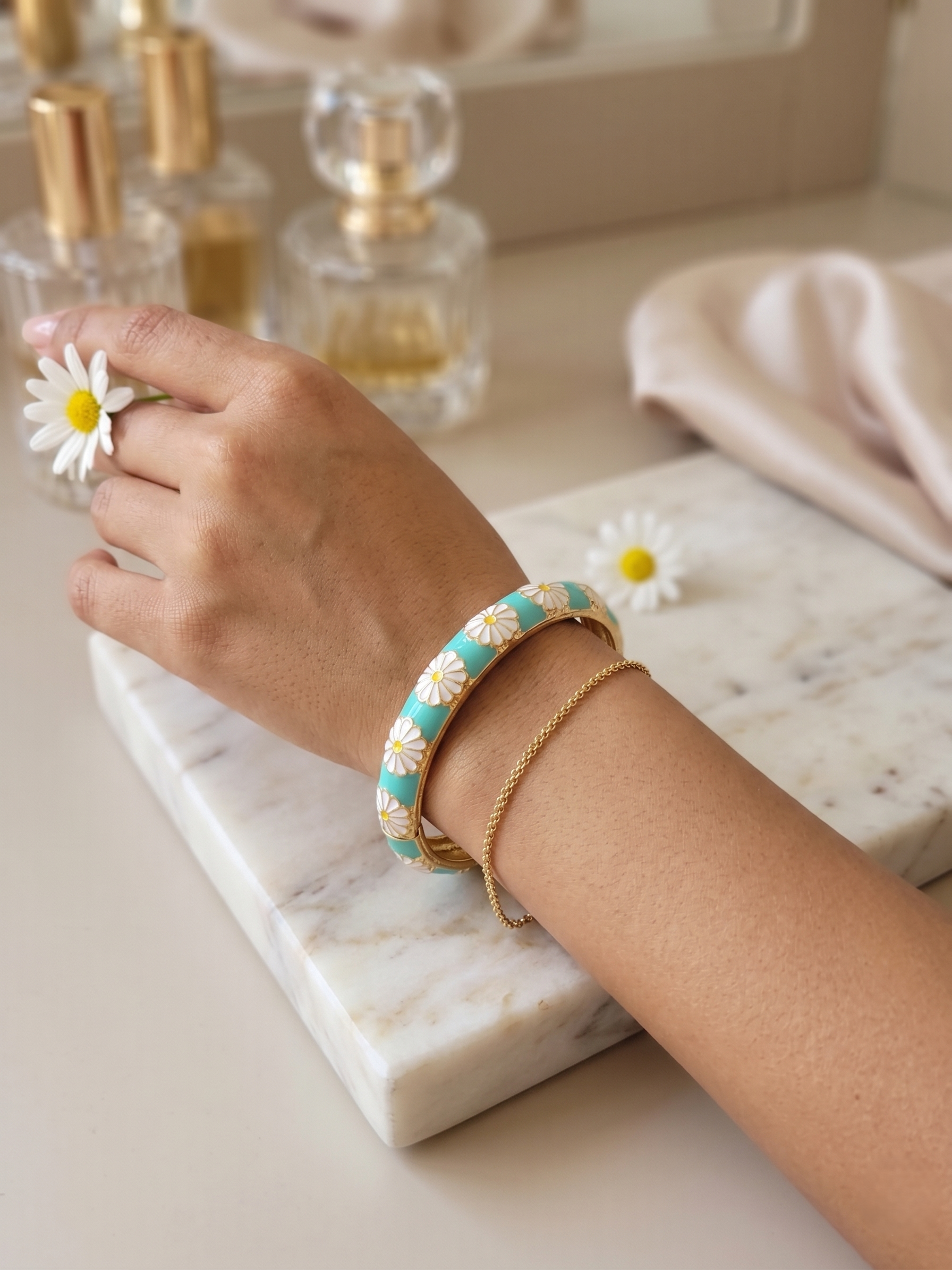 Daisy Bloom Enamel Bangle - Image 2
