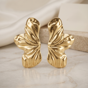 Golden Sculpted Statement Earrings