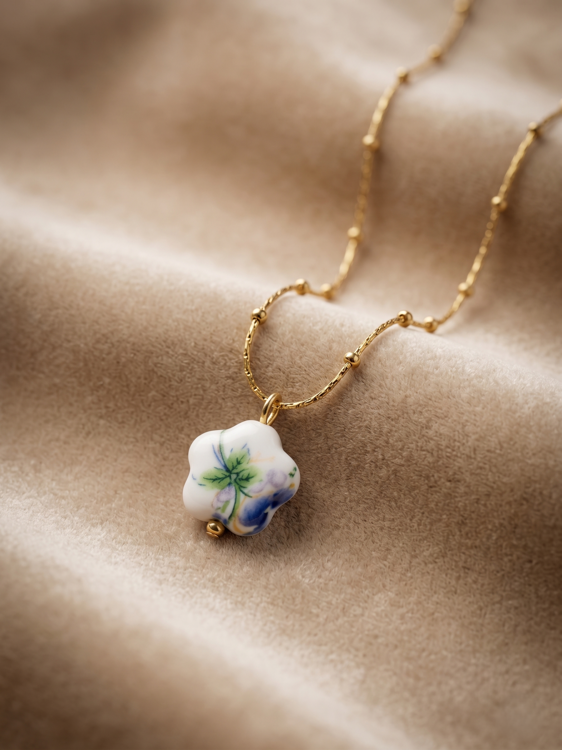 Floral Charm Gold Pendant Necklace