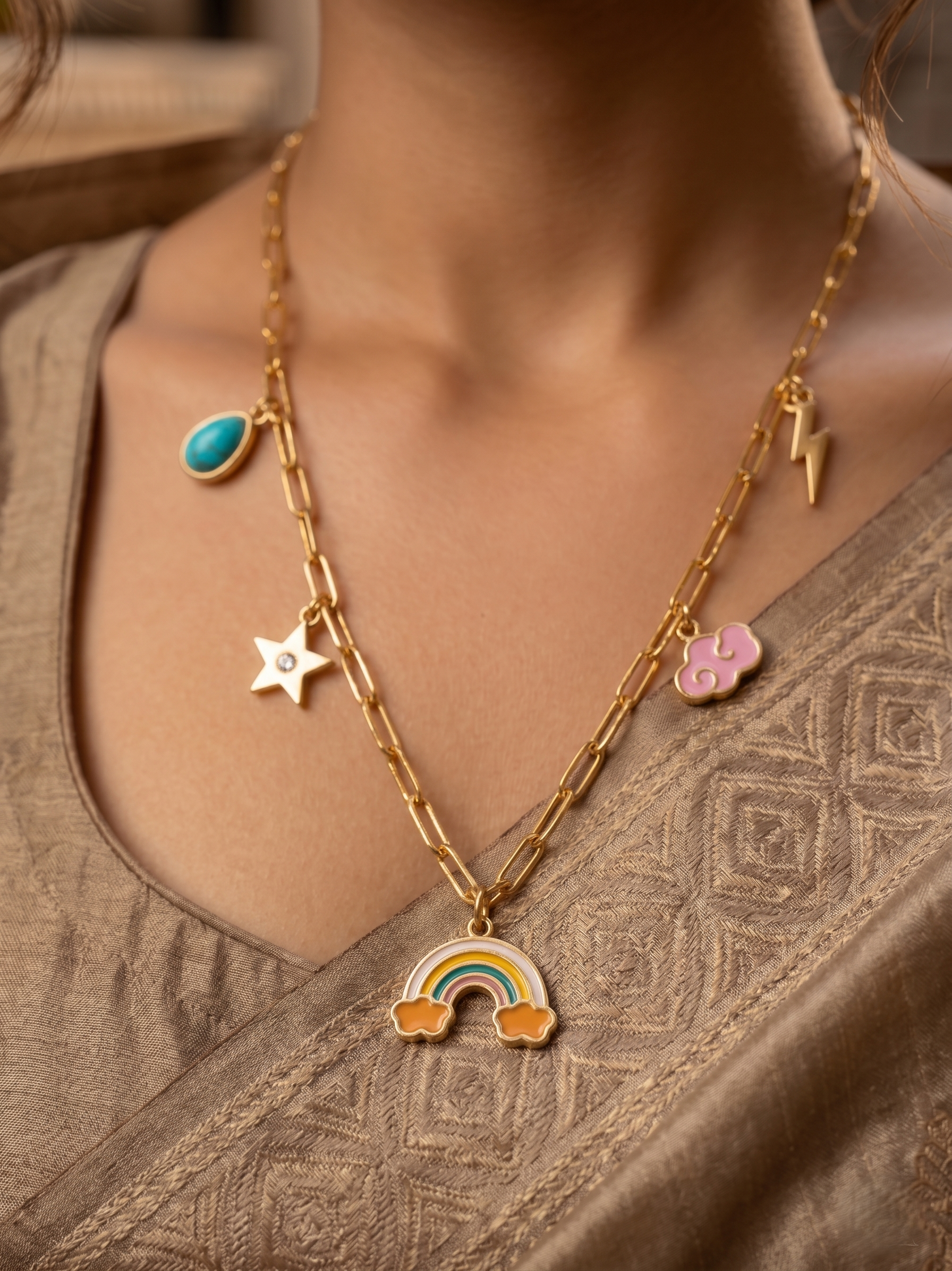 Rainbow Charm Gold Pendant - Image 3