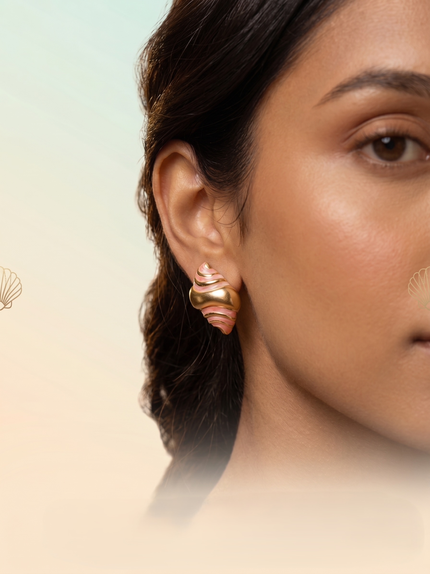 Pink Seashell Statement Earrings - Image 2