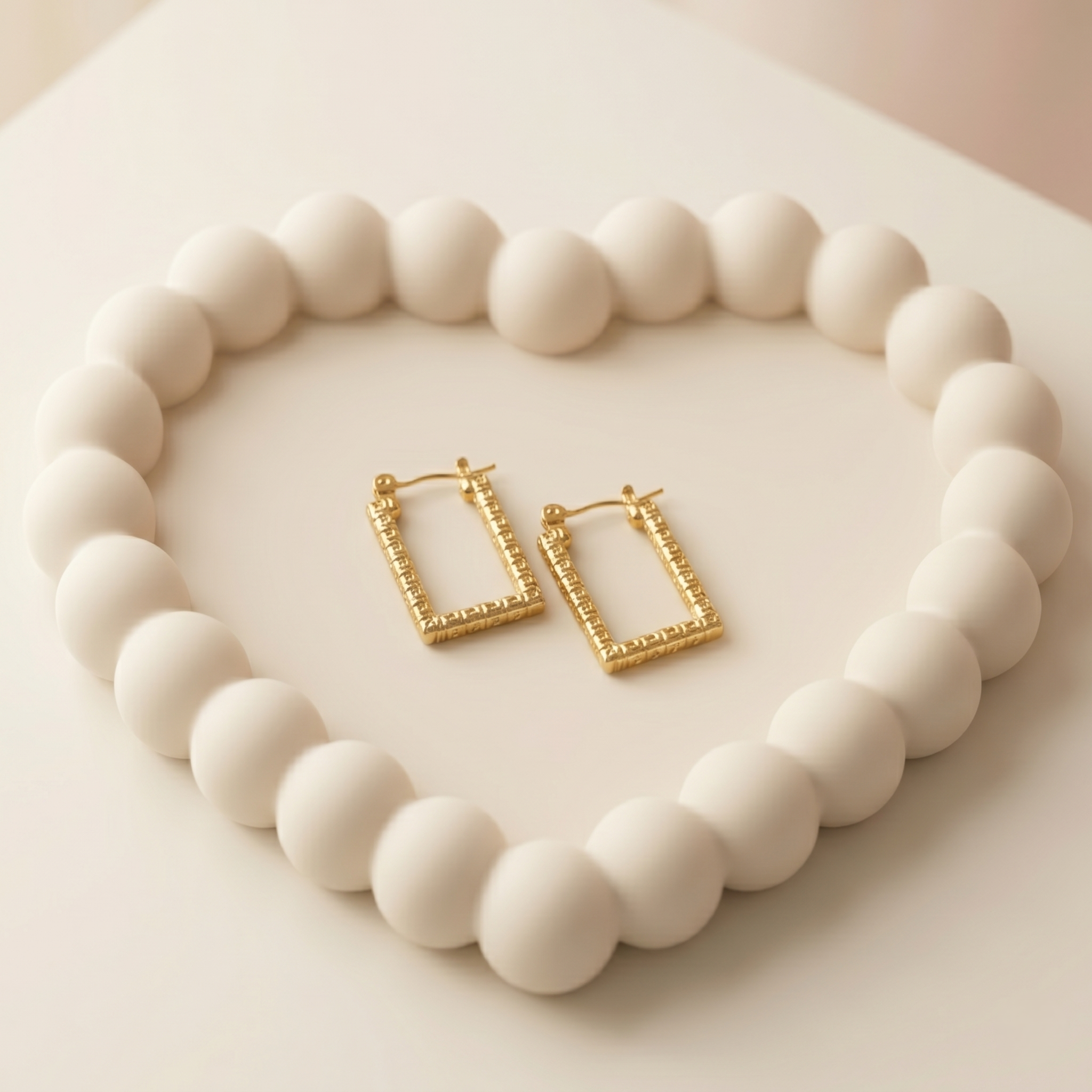 Geometric Gold Rectangle Hoop Earrings