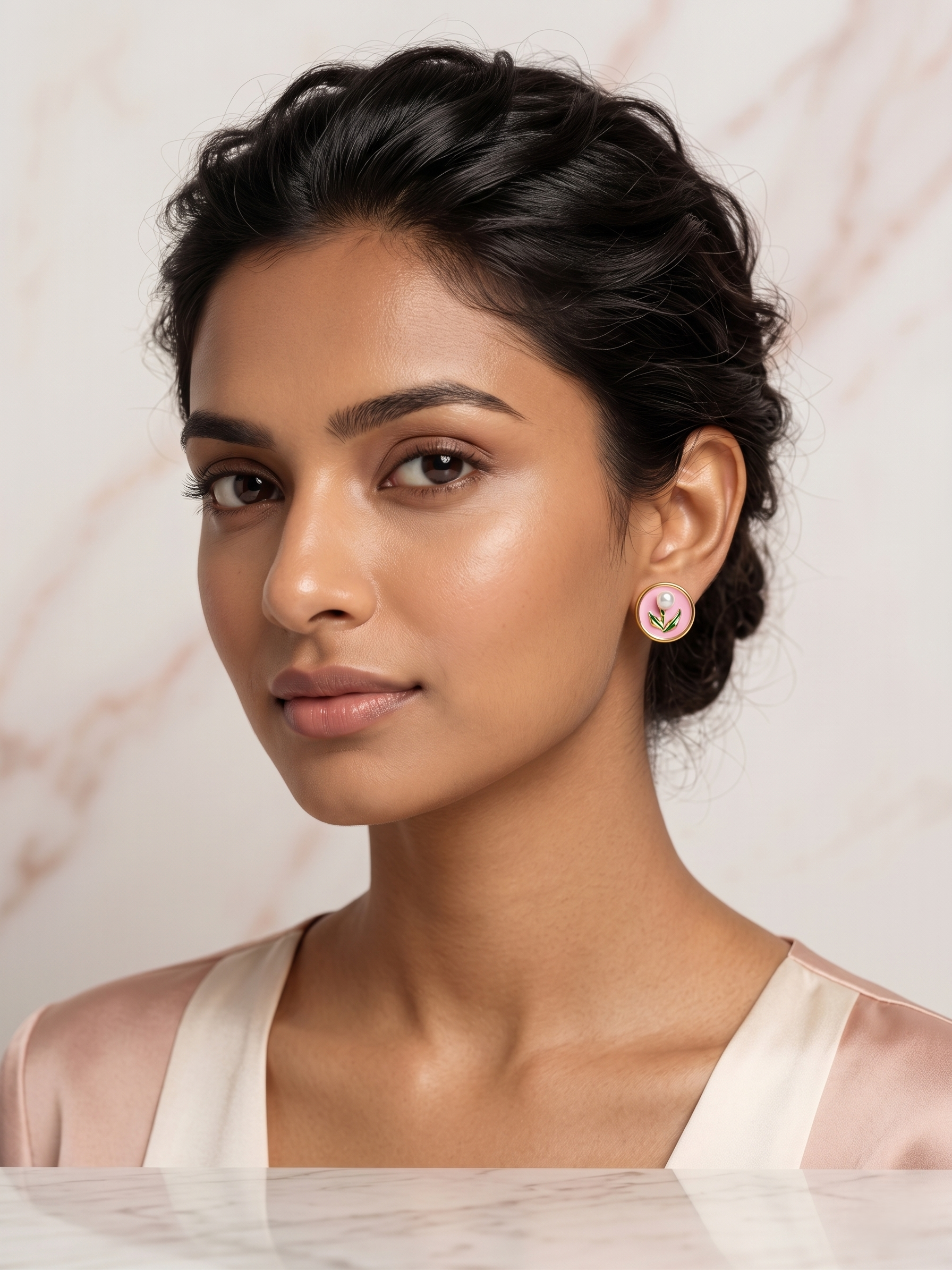Blush Pearl Bloom Earrings - Image 2