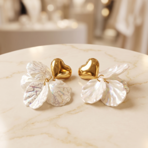 Golden Heart Blossom Earrings