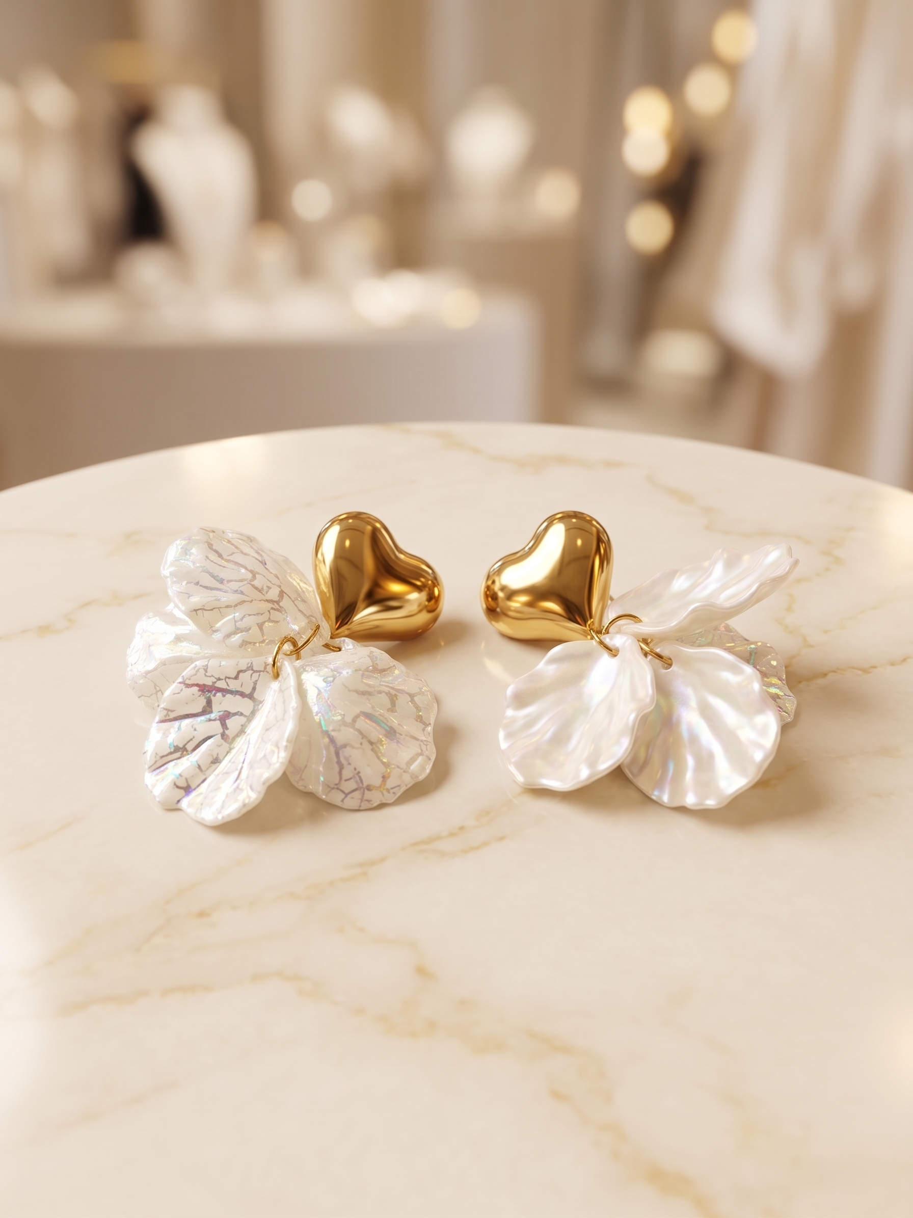 Golden Heart Blossom Earrings