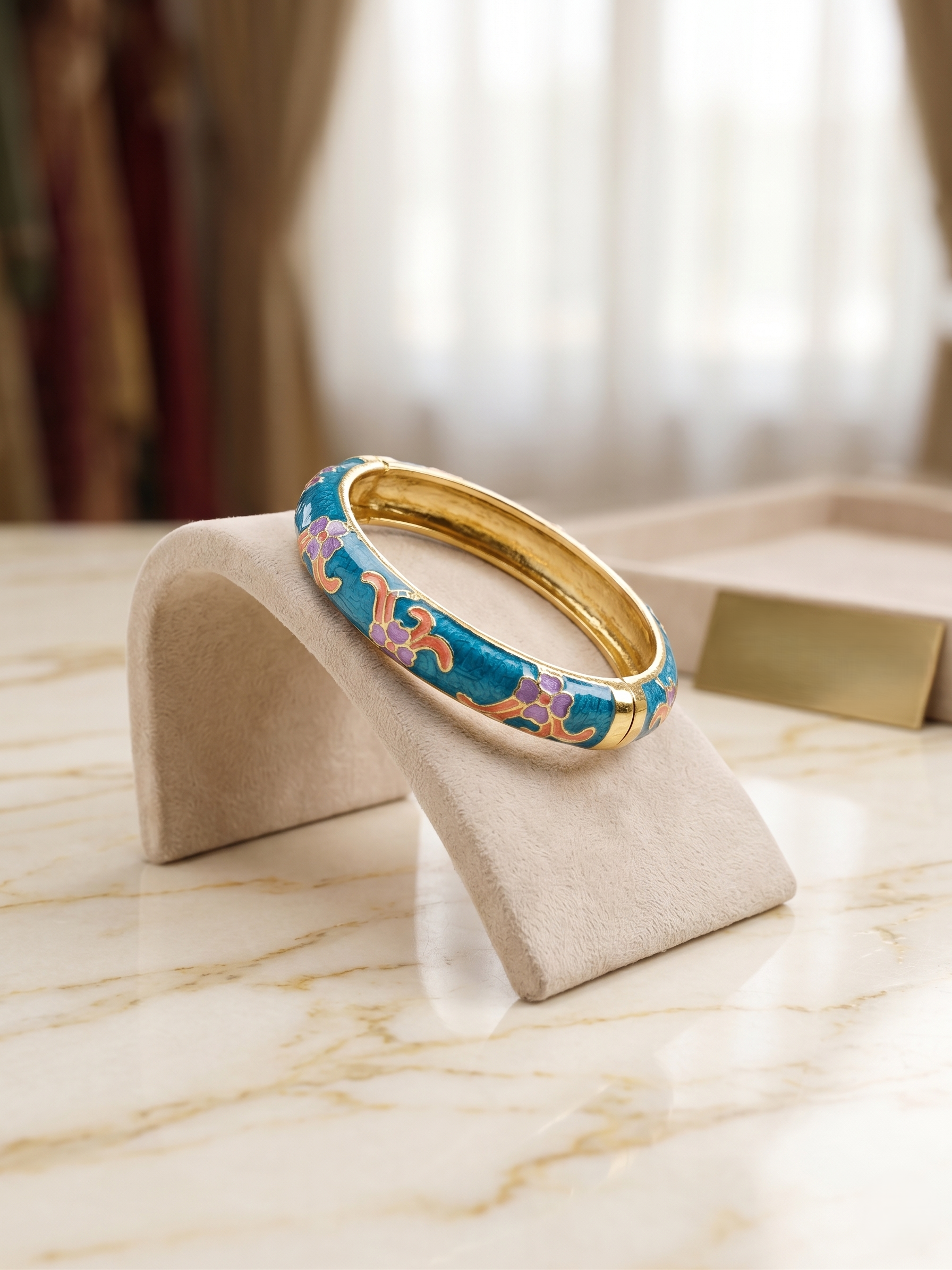 Azure Bloom Enamel Bangle