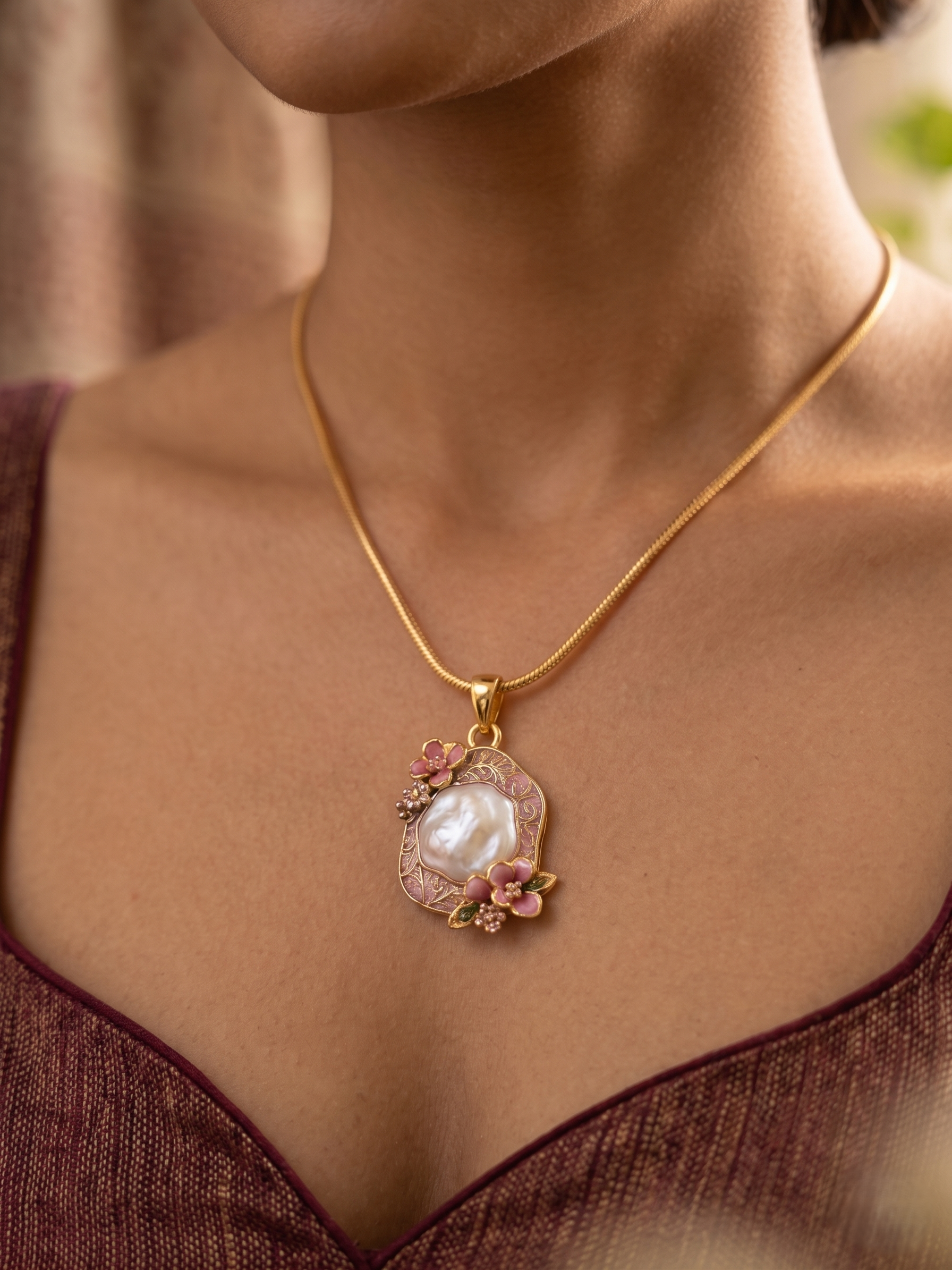Blossom Pearl Pendant Necklace - Image 3