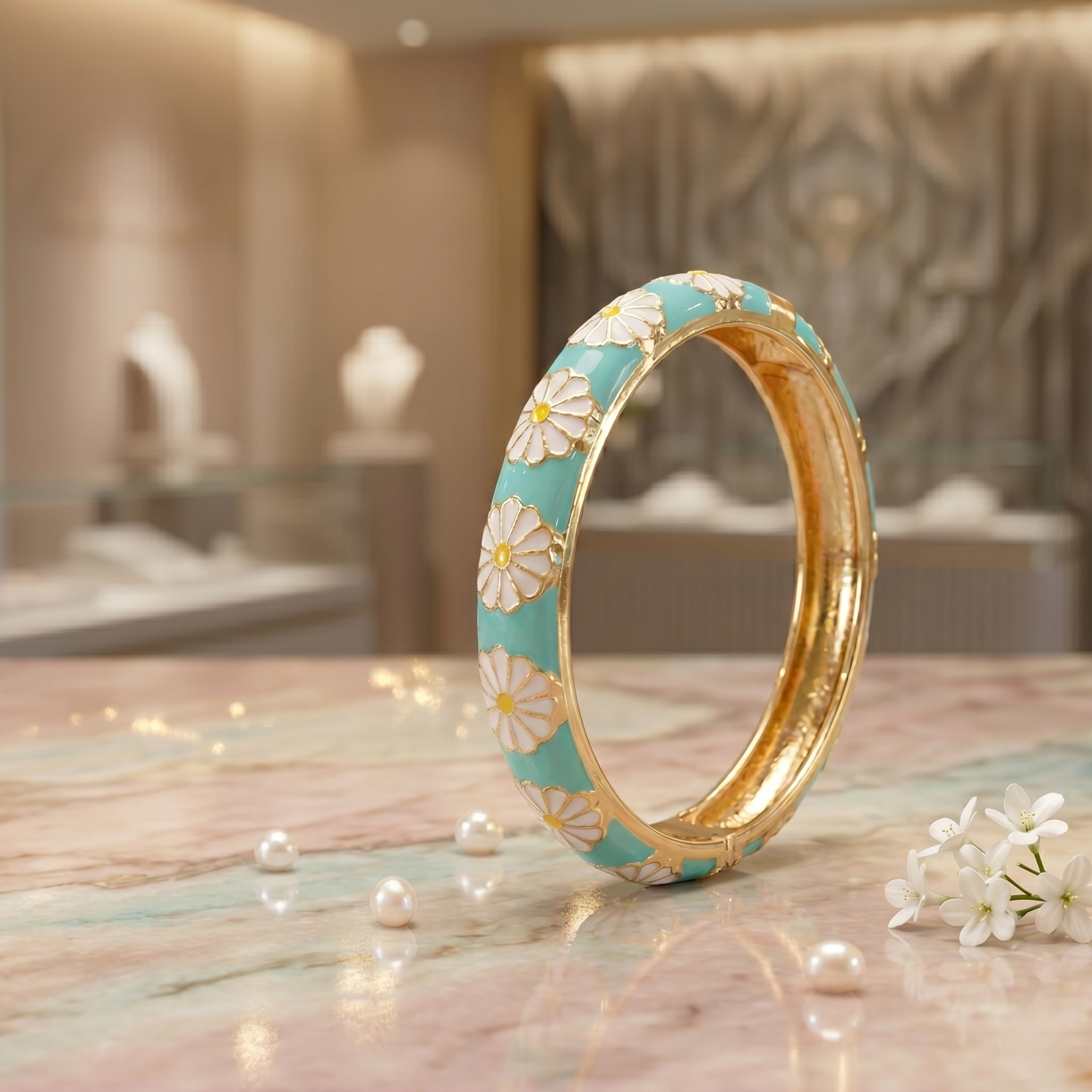 Daisy Bloom Enamel Bangle - Image 3