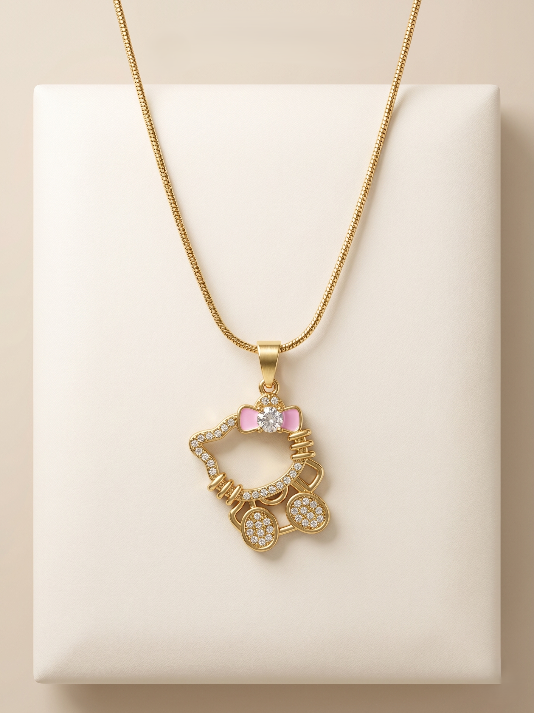 Cute Kitty Crystal Pendant Necklace