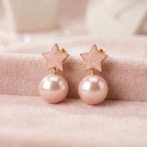 Blush Star Pearl Drop Earrings