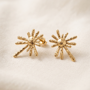 Golden Sunburst Stud Earrings