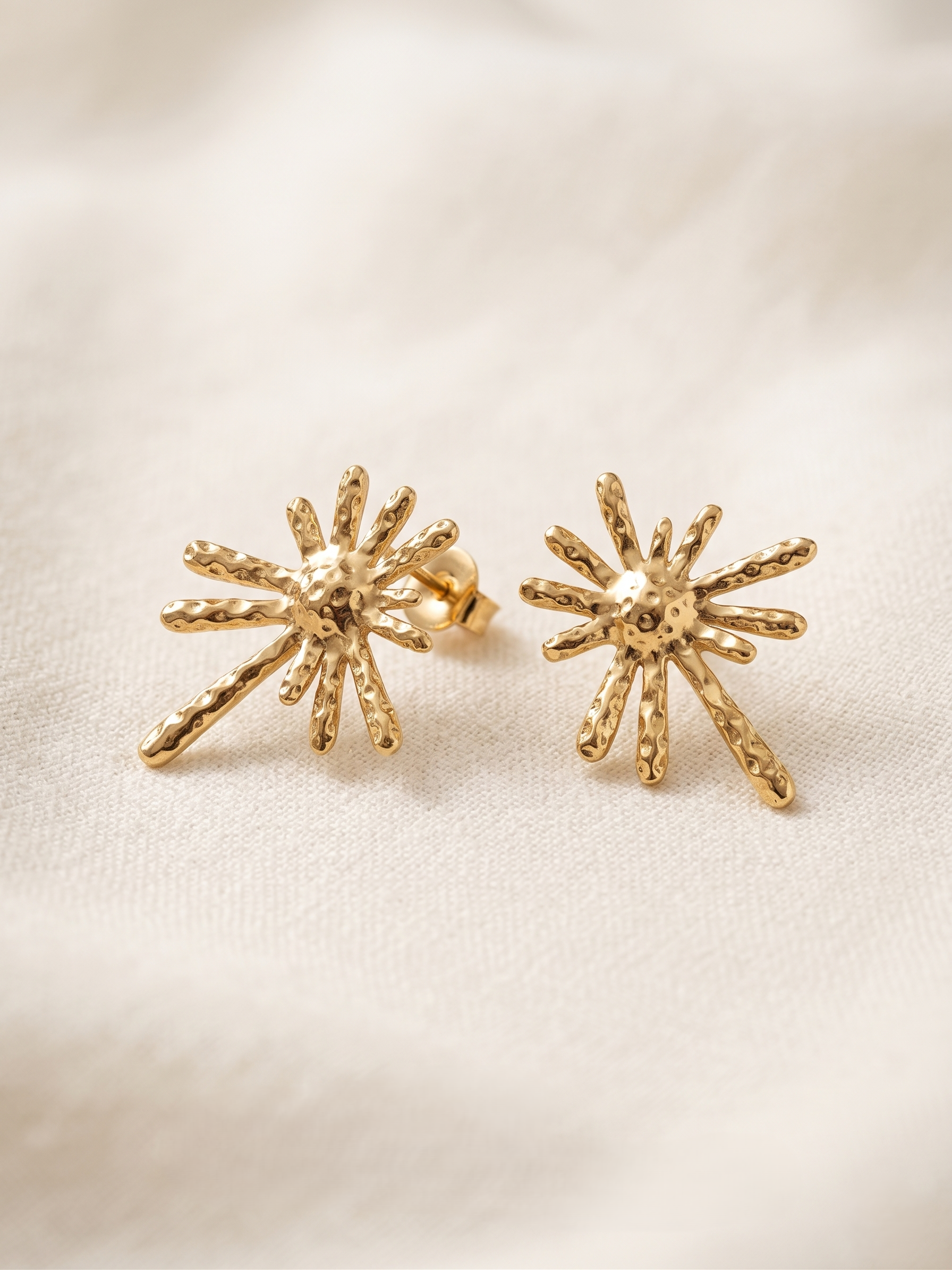 Golden Sunburst Stud Earrings