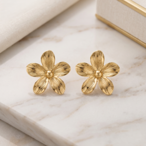 Golden Blossom Stud Earrings