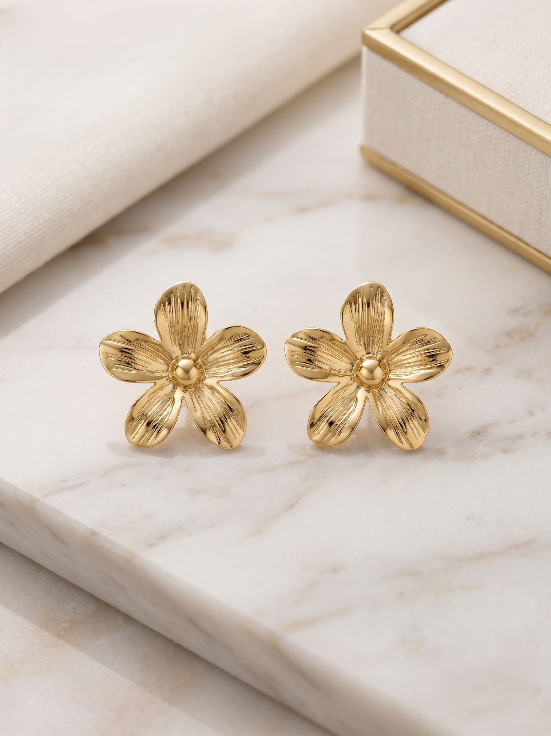 Golden Blossom Stud Earrings