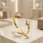 Pearl Bloom Open Cuff Bangle